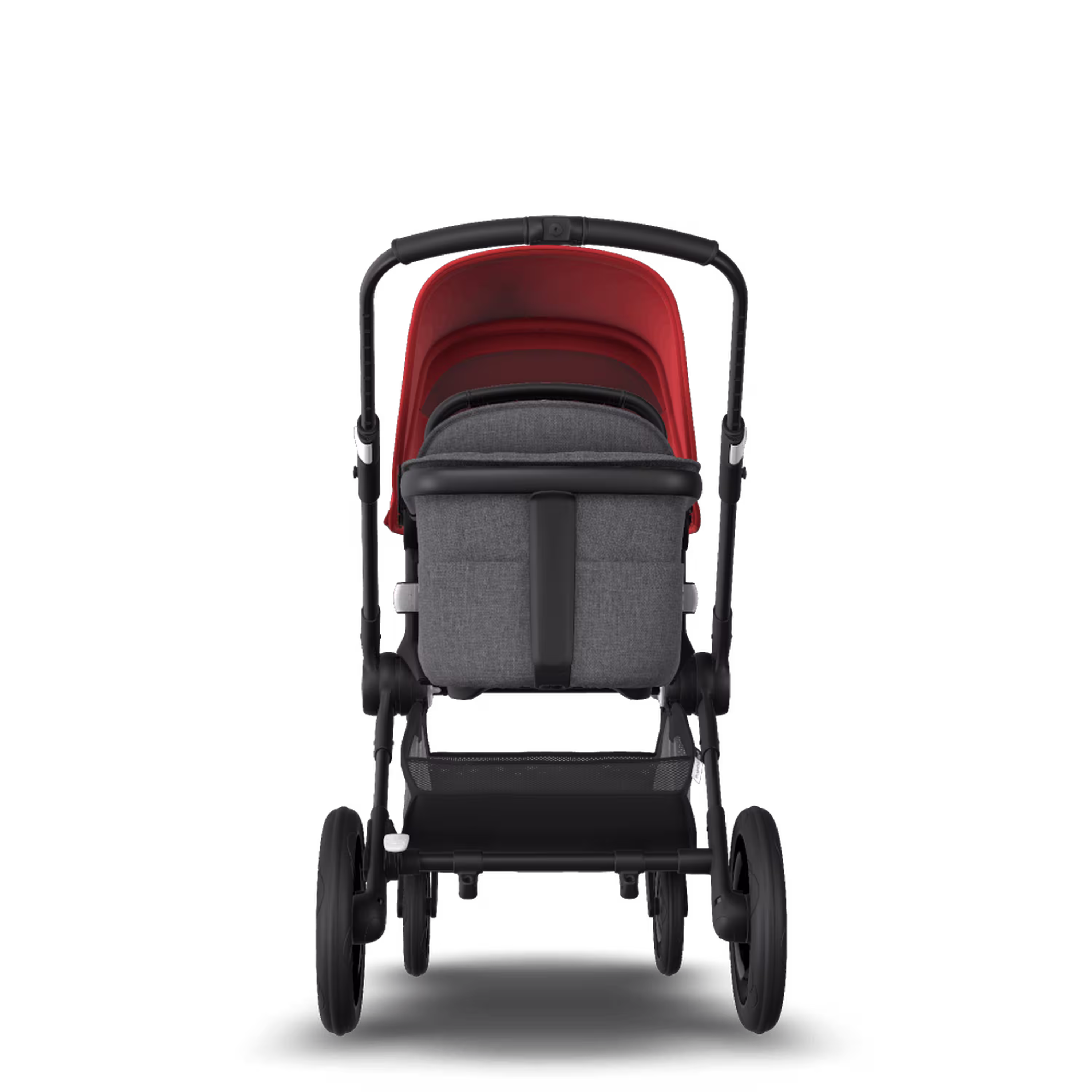 Bugaboo Fox 2 seat and bassinet stroller red sun canopy, grey melange fabrics, black base - Main Modal Image Slide 3 of 10