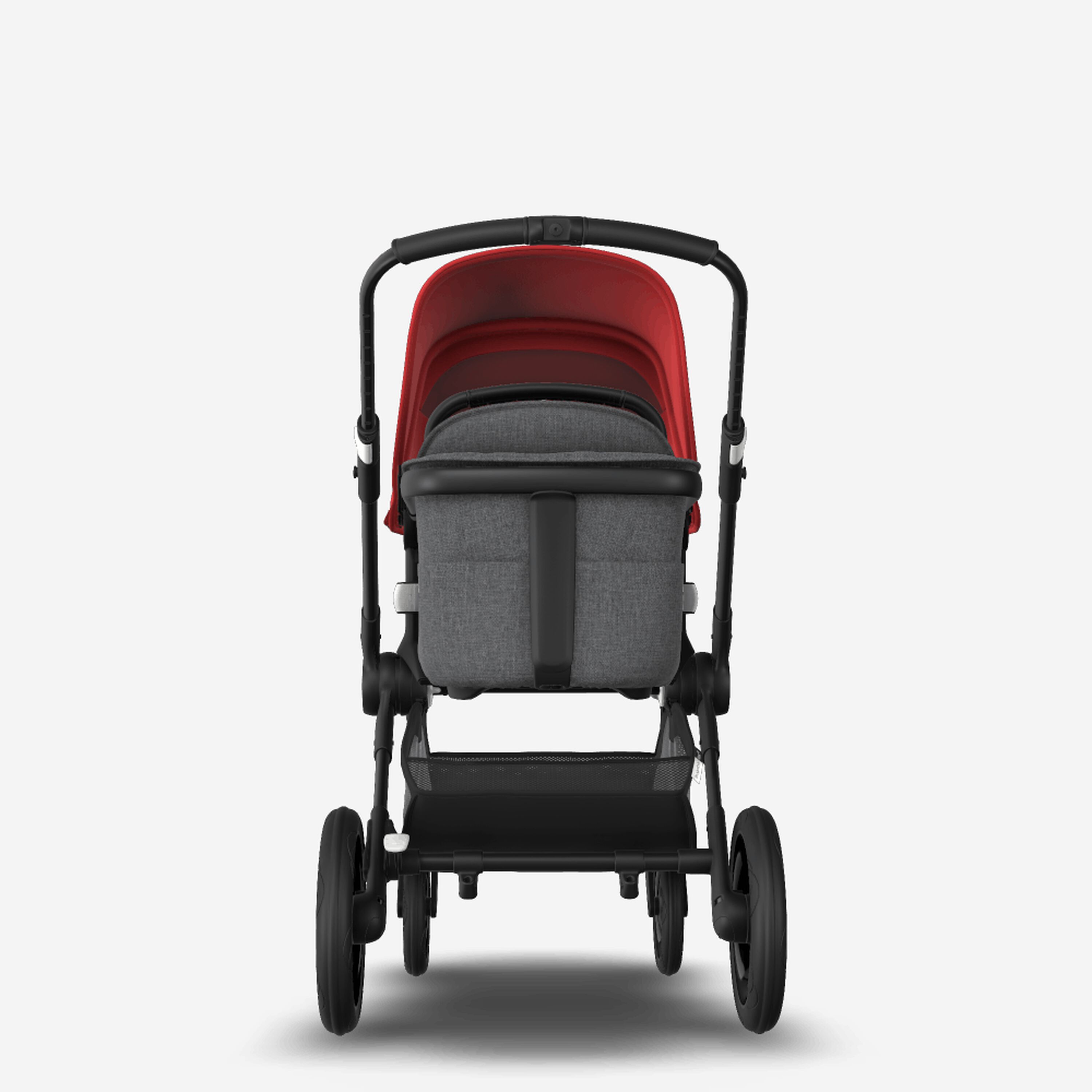 Bugaboo Fox 2 seat and bassinet stroller red sun canopy, grey melange fabrics, black base - Main Modal Image Slide 3 of 10