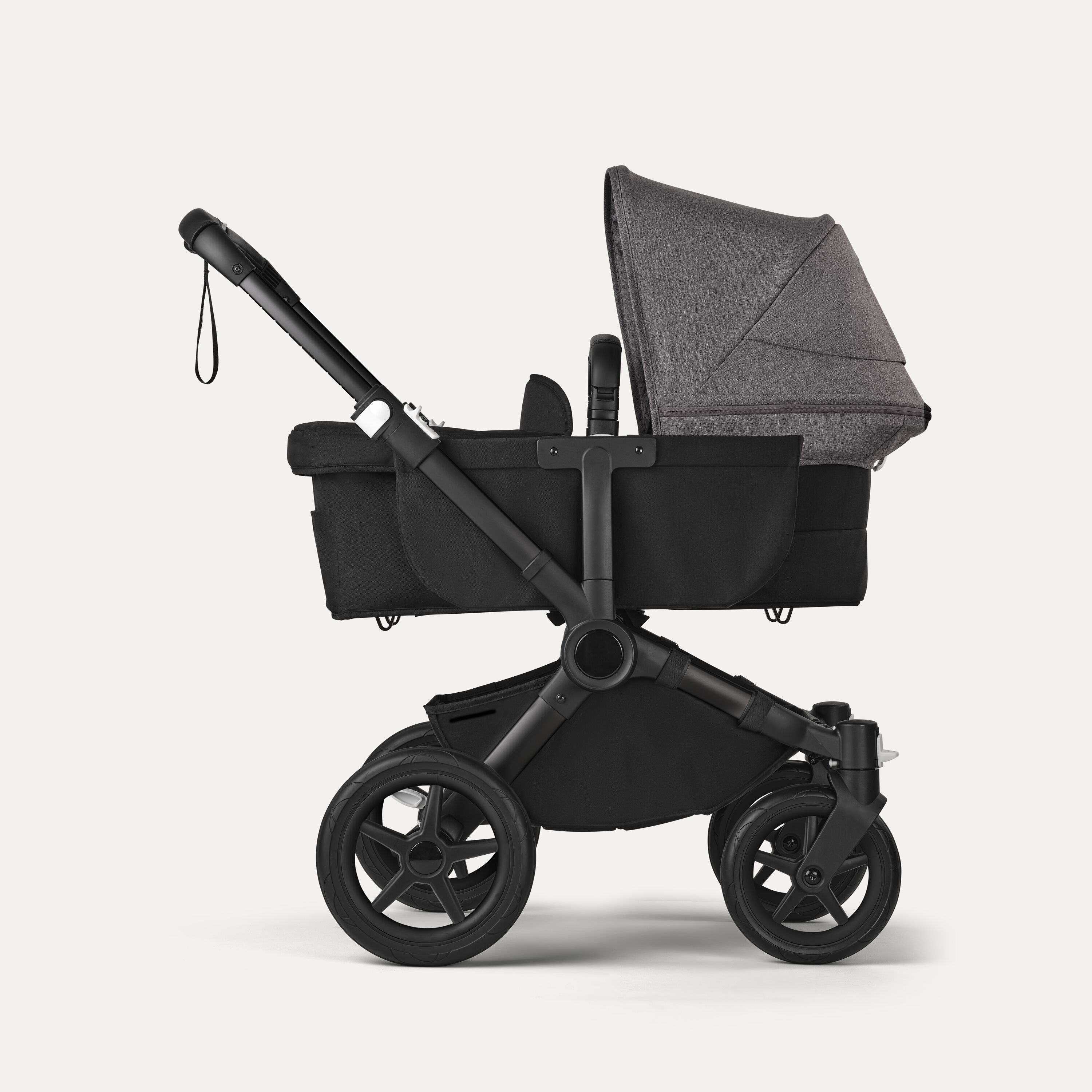 Bugaboo Donkey 5 Mono 2-in-1 stroller black base, midnight black fabrics, grey mélange sun canopy - Main Modal Image Slide 3 of 12