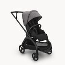 Bugaboo Dragonfly Plus seat stroller black base, heritage black fabrics, grey melange sun canopy