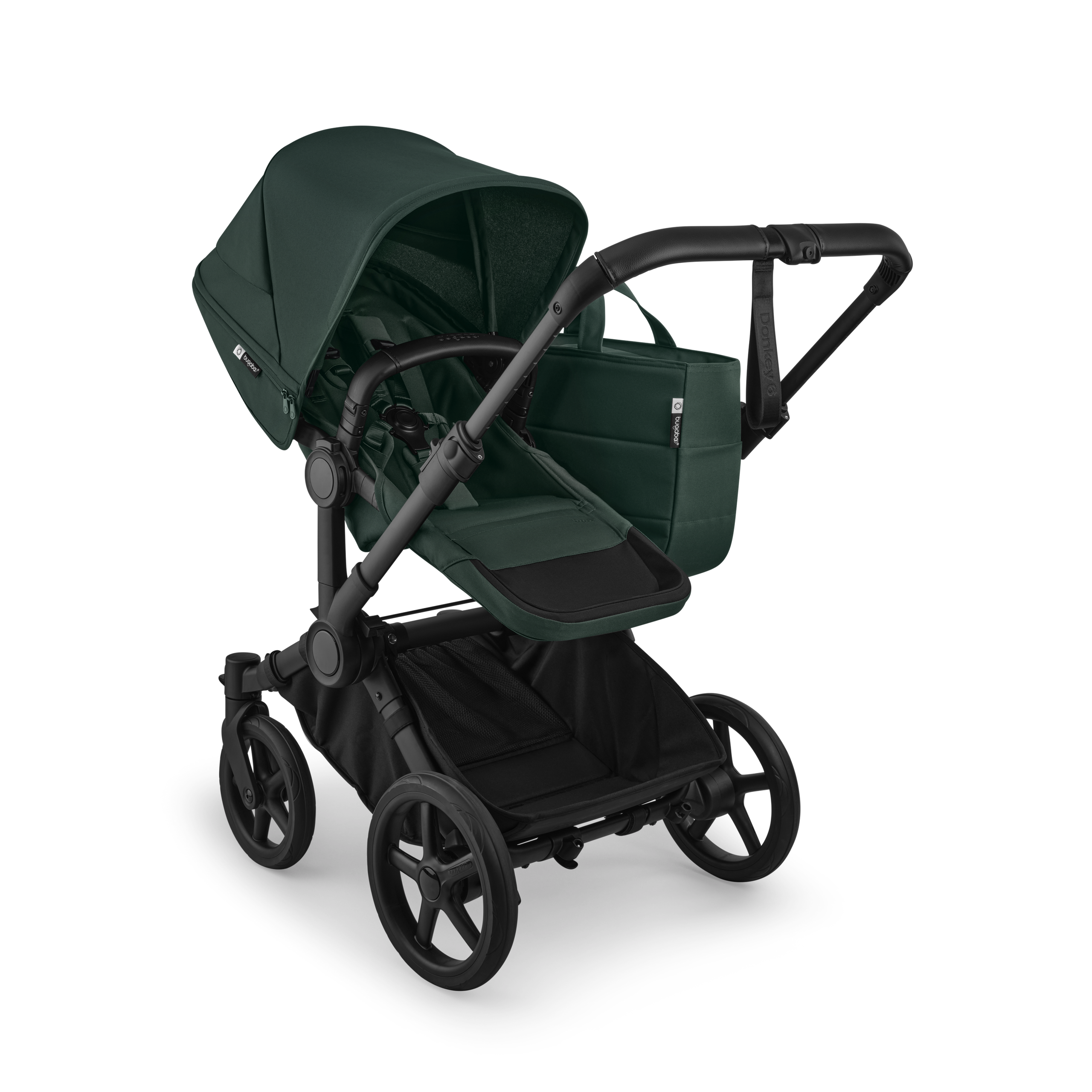 Bugaboo Donkey 6 2-in-1  pram black base, fern green fabrics, fern green sun canopy - Thumbnail Slide 3 of 10