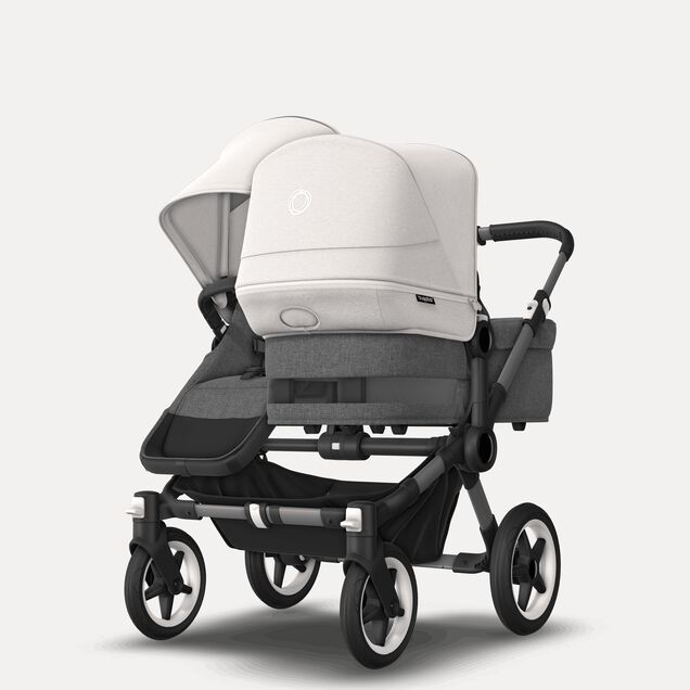 Bugaboo Donkey 5 Duo double stroller graphite base, grey mélange fabrics, misty white sun canopy - Main Image Slide 3 of 11