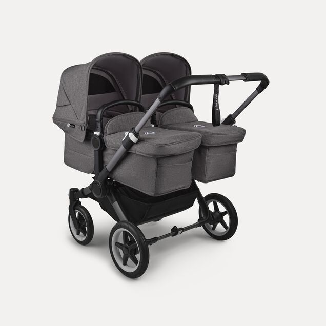 Bugaboo Donkey 5 twin stroller graphite base, grey mélange fabrics, grey mélange sun canopy - Main Image Slide 1 of 12