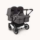 Bugaboo Donkey 5 twin stroller graphite base, grey mélange fabrics, grey mélange sun canopy