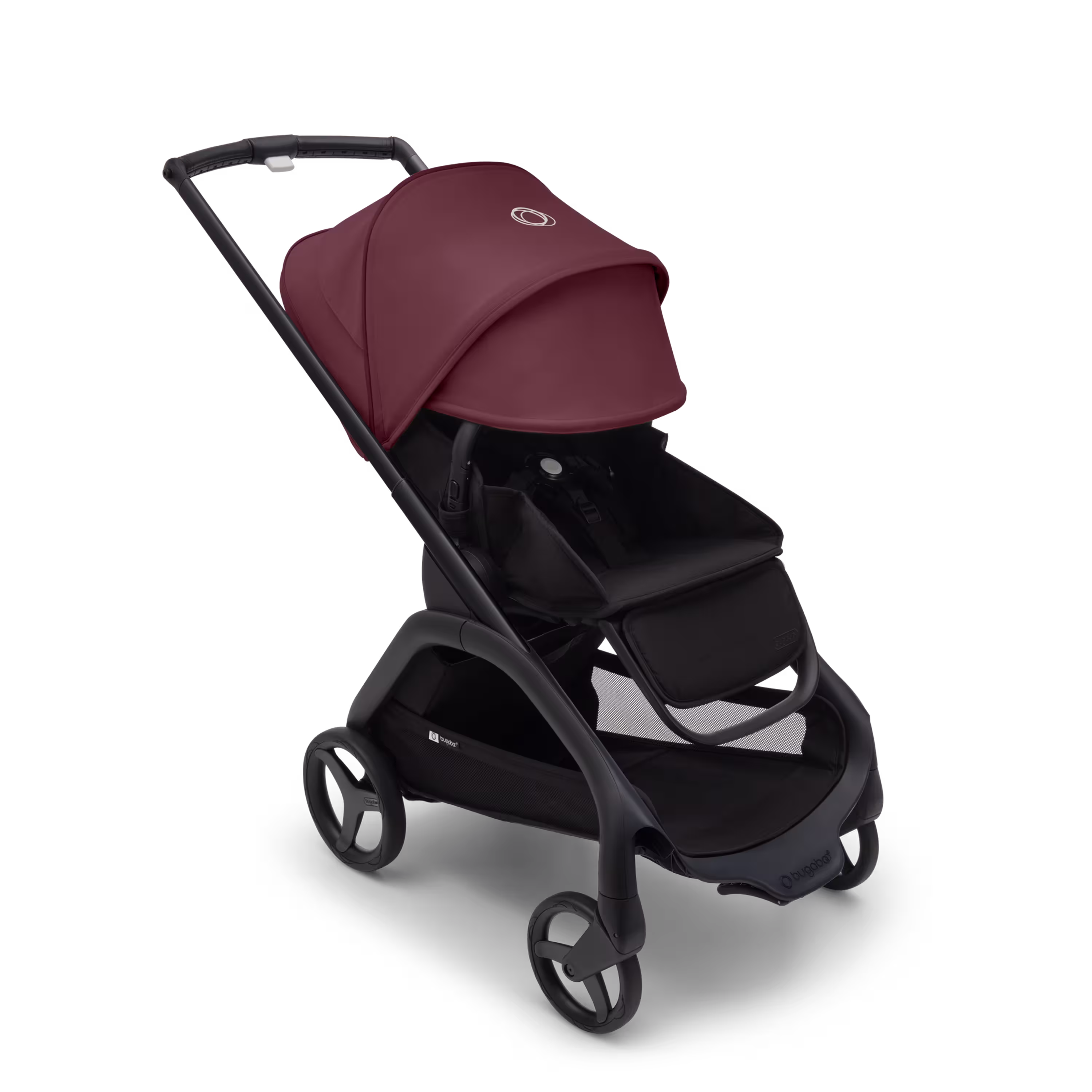 Bugaboo Dragonfly seat stroller black base, midnight black fabrics, dark cherry red sun canopy - Main Modal Image Slide 3 of 16