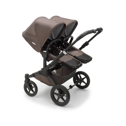 Bugaboo Donkey 5 Twin bassinet and seat stroller black base, mineral taupe fabrics, mineral taupe sun canopy - view 2