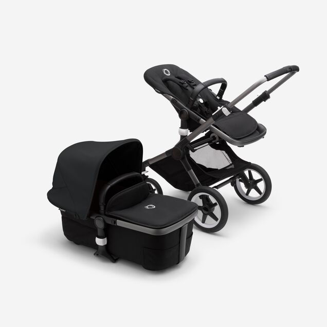 Bugaboo Fox 3 bassinet and seat stroller graphite base, midnight black fabrics, midnight black sun canopy - Main Image Slide 5 of 7