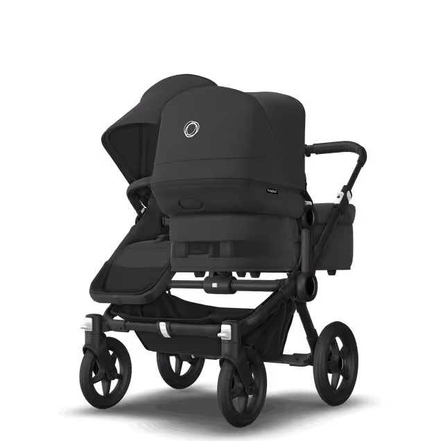 Bugaboo Donkey 5 Duo double stroller black base, midnight black fabrics, midnight black sun canopy - Main Image Slide 3 of 11