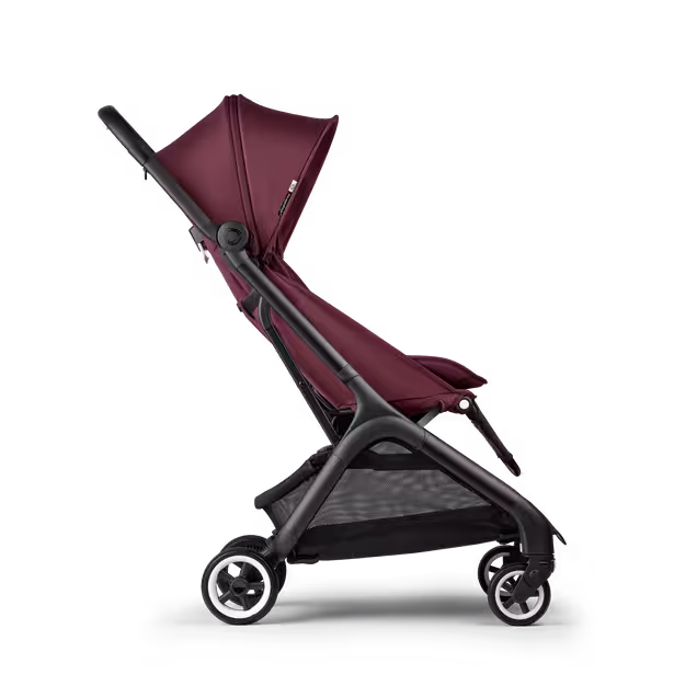 Bugaboo Butterfly travel stroller black base, dark cherry red fabrics, dark cherry red sun canopy - Main Image Slide 2 of 13