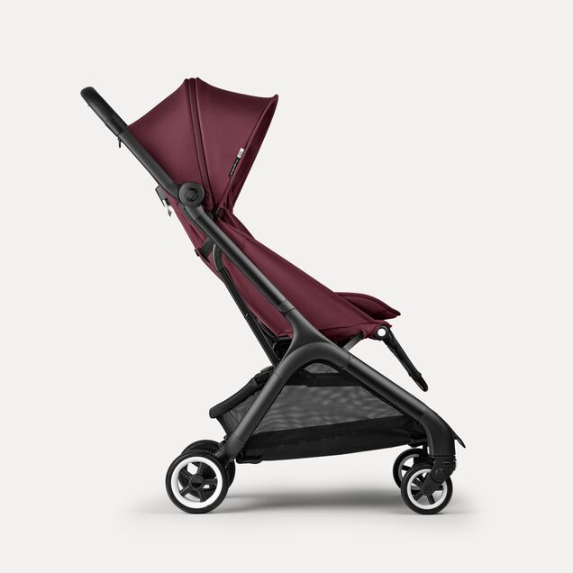 Bugaboo Butterfly travel stroller black base, dark cherry red fabrics, dark cherry red sun canopy - Main Image Slide 2 of 13