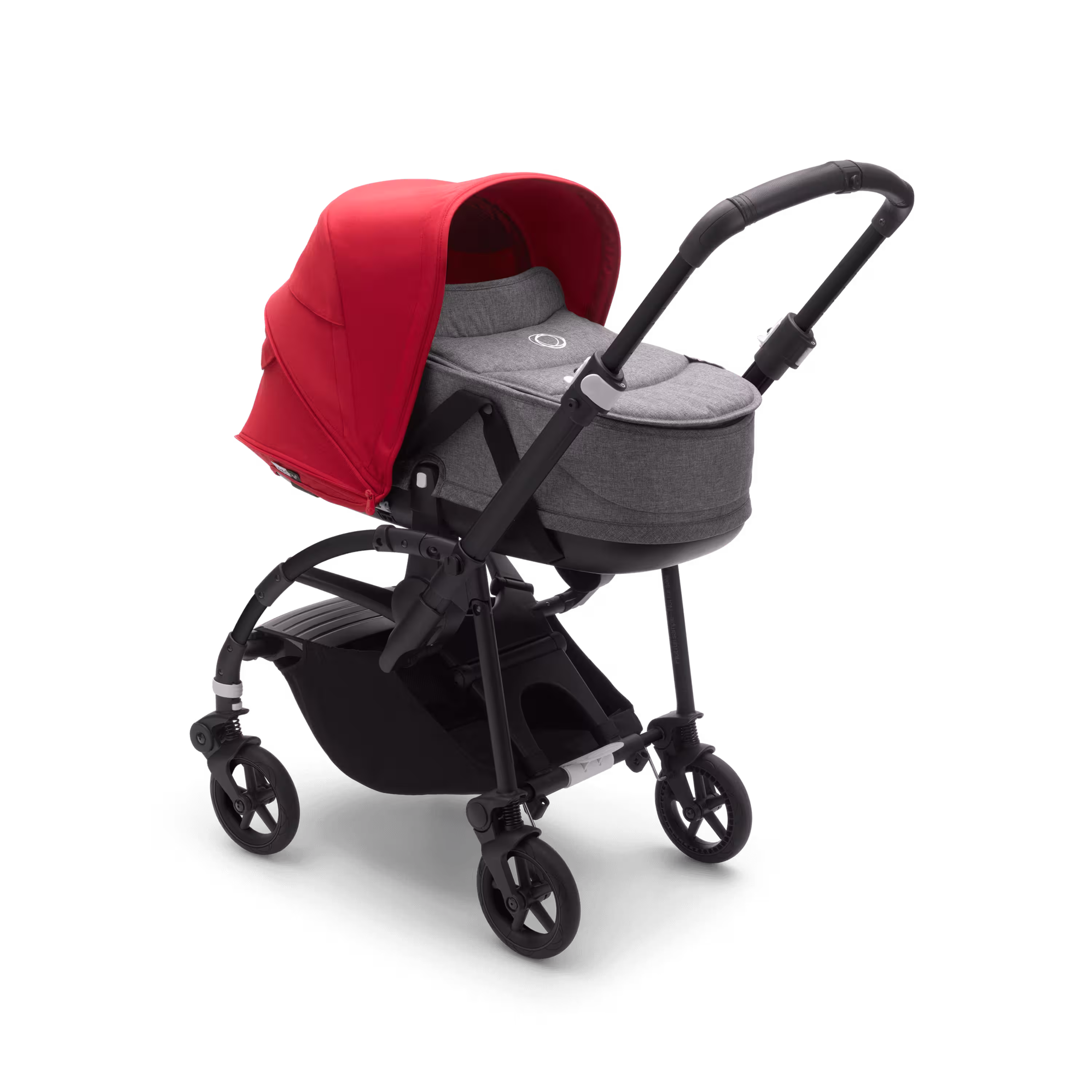 Bugaboo Bee 6 bassinet and seat stroller red sun canopy, grey mélange fabrics, black base - Main Modal Image Slide 1 of 3
