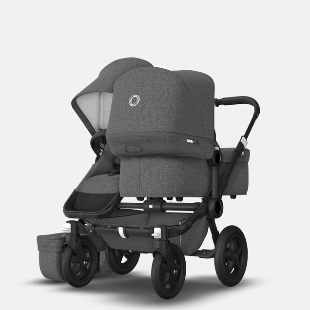 UK Bugaboo Donkey 2 Duo Classic Grey Melange, Black Chassis - Main Image Slide 5 of 6