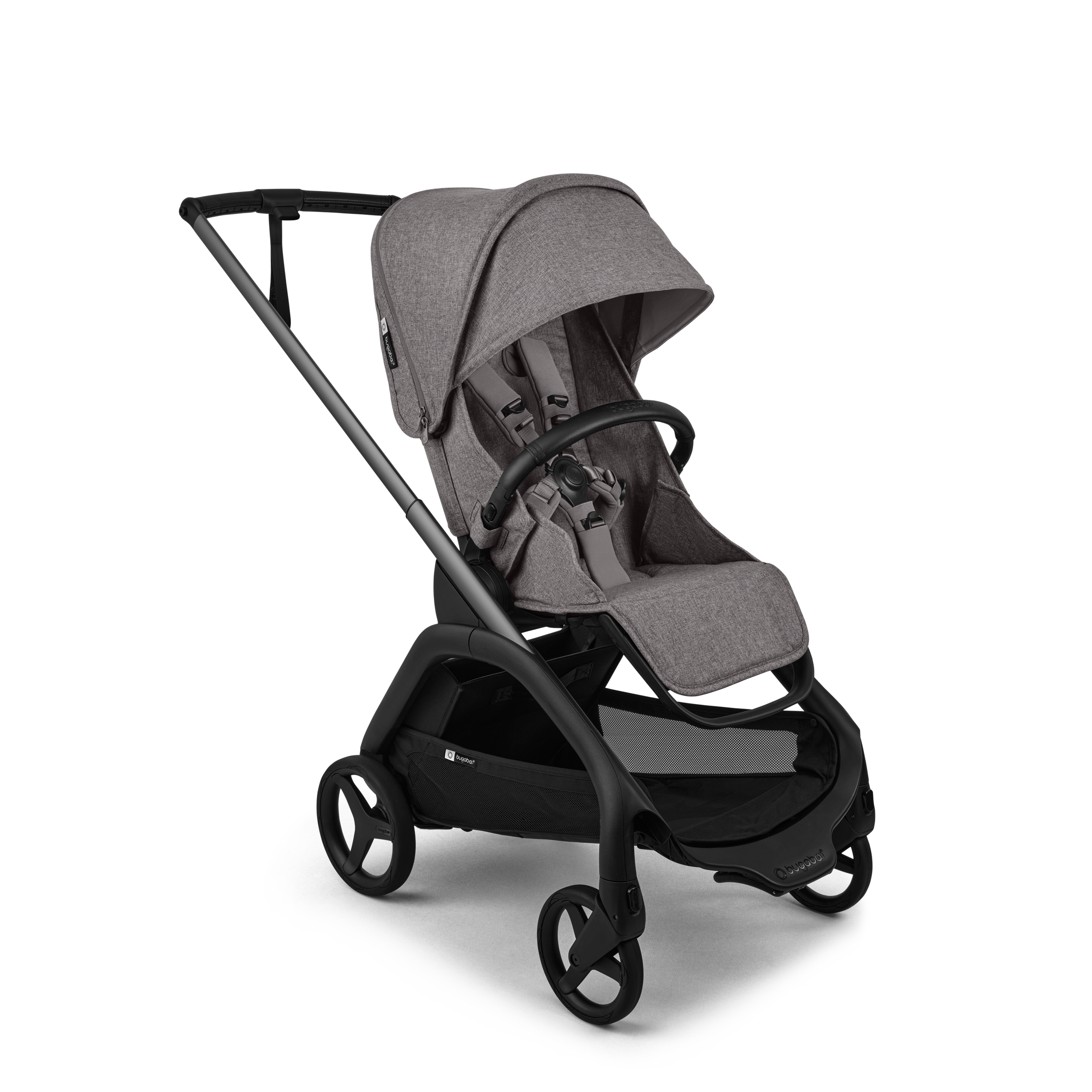 Bugaboo Dragonfly Plus 2-in-1 stroller graphite base, grey melange fabrics, grey melange sun canopy  - Thumbnail Slide 3 of 11