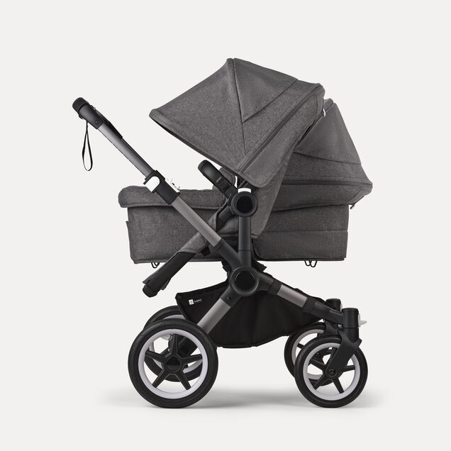 Bugaboo Donkey 5 Duo double stroller graphite base, grey mélange fabrics, grey mélange sun canopy - Main Image Slide 5 of 11