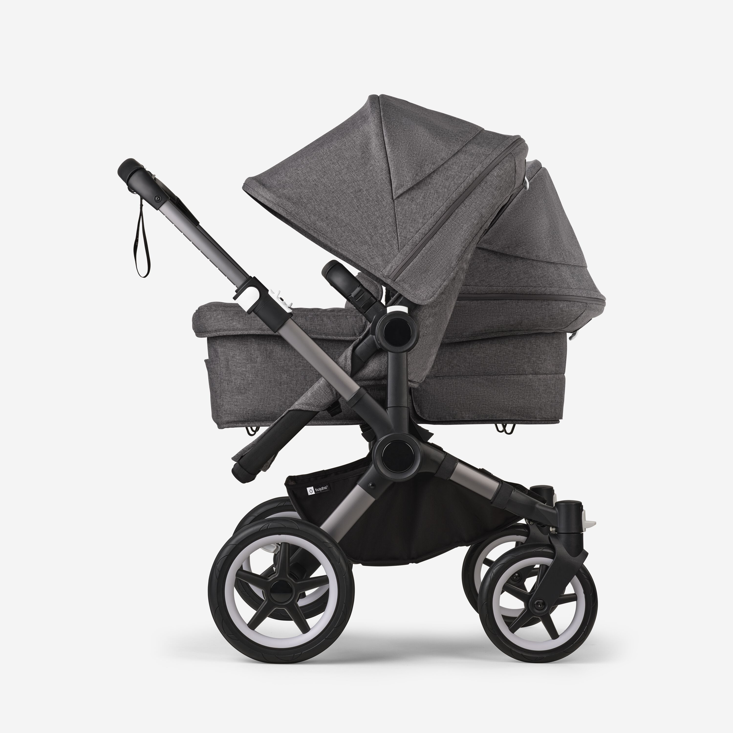 Bugaboo Donkey 5 Duo double stroller graphite base, grey mélange fabrics, grey mélange sun canopy - Main Modal Image Slide 3 of 11