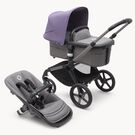 Bugaboo Fox 5 2-in-1 stroller graphite base, grey melange fabrics, astro purple sun canopy