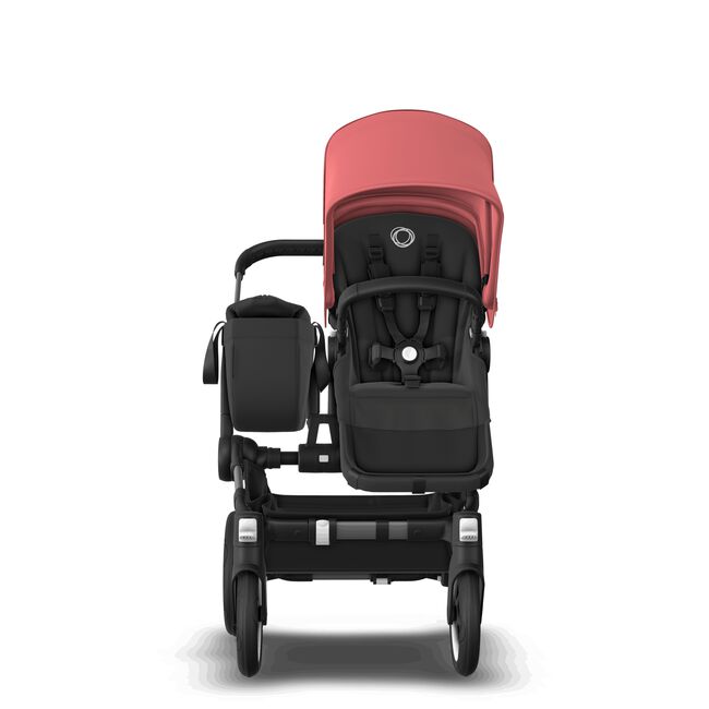 Bugaboo Donkey 5 Mono bassinet and seat stroller graphite base, midnight black fabrics, sunrise red sun canopy