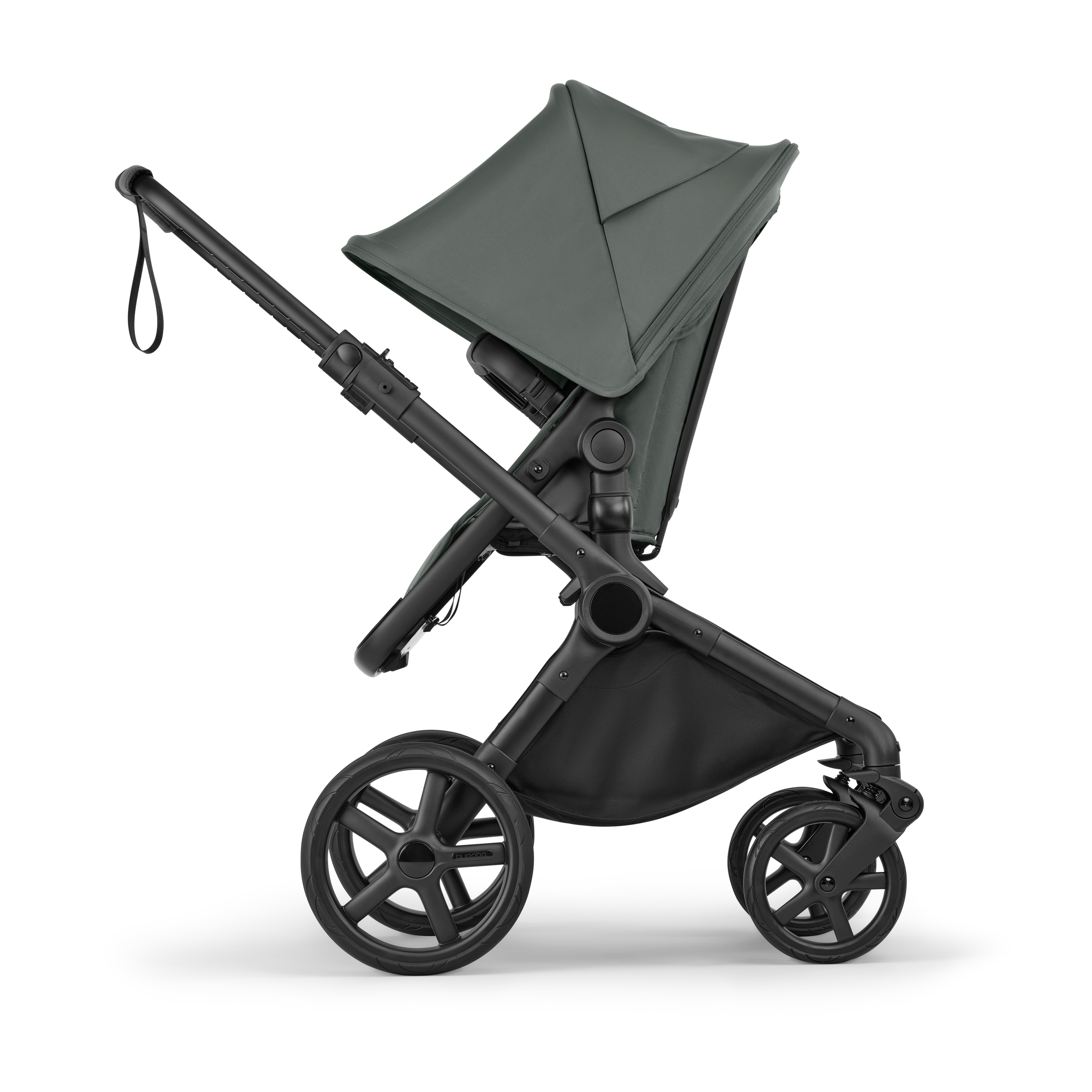 Bugaboo Cub 2-in-1 pushchair black base, forest green fabrics, forest green sun canopy - Thumbnail Slide 3 of 12