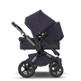 Bugaboo Donkey 5 Duo bassinet and seat stroller graphite base, classic collection dark navy fabrics, classic collection dark navy sun canopy - Thumbnail Slide 4 of 12