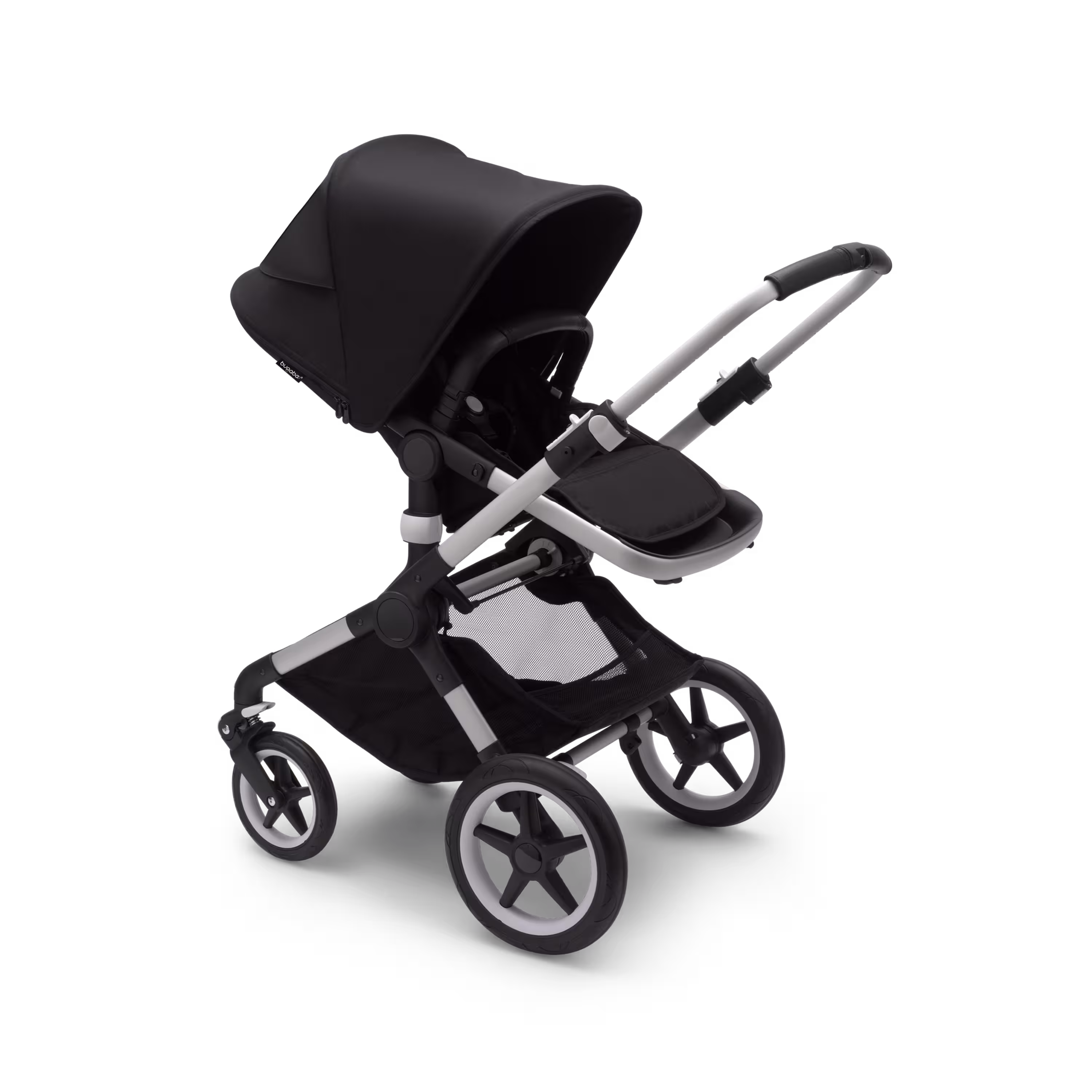 Bugaboo Fox 3 seat stroller with aluminum frame, midnight black fabrics, and midnight black sun canopy. - Main Modal Image Slide 1 of 3