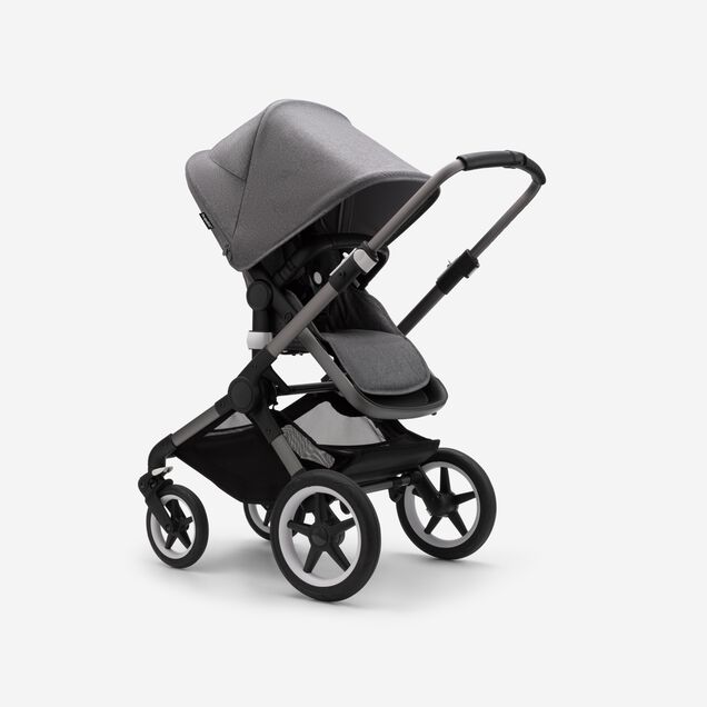Bugaboo Fox 3 seat stroller with graphite frame, grey fabrics, and grey sun canopy. - Main Image Slide 1 of 7