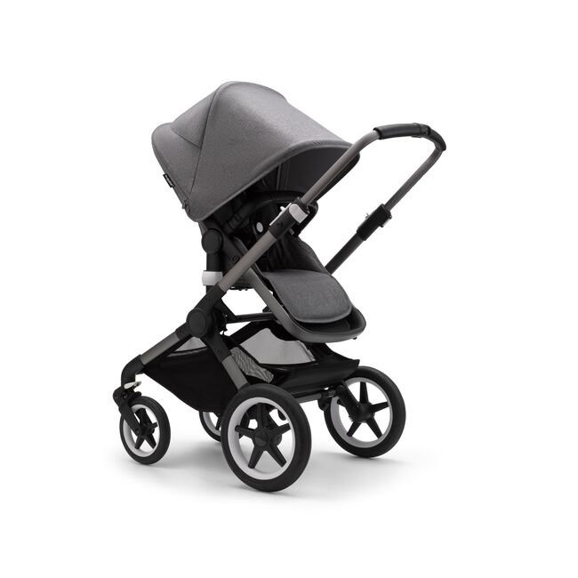 Bugaboo Fox 3 seat stroller with graphite frame, grey fabrics, and grey sun canopy. - Main Image Slide 1 of 7