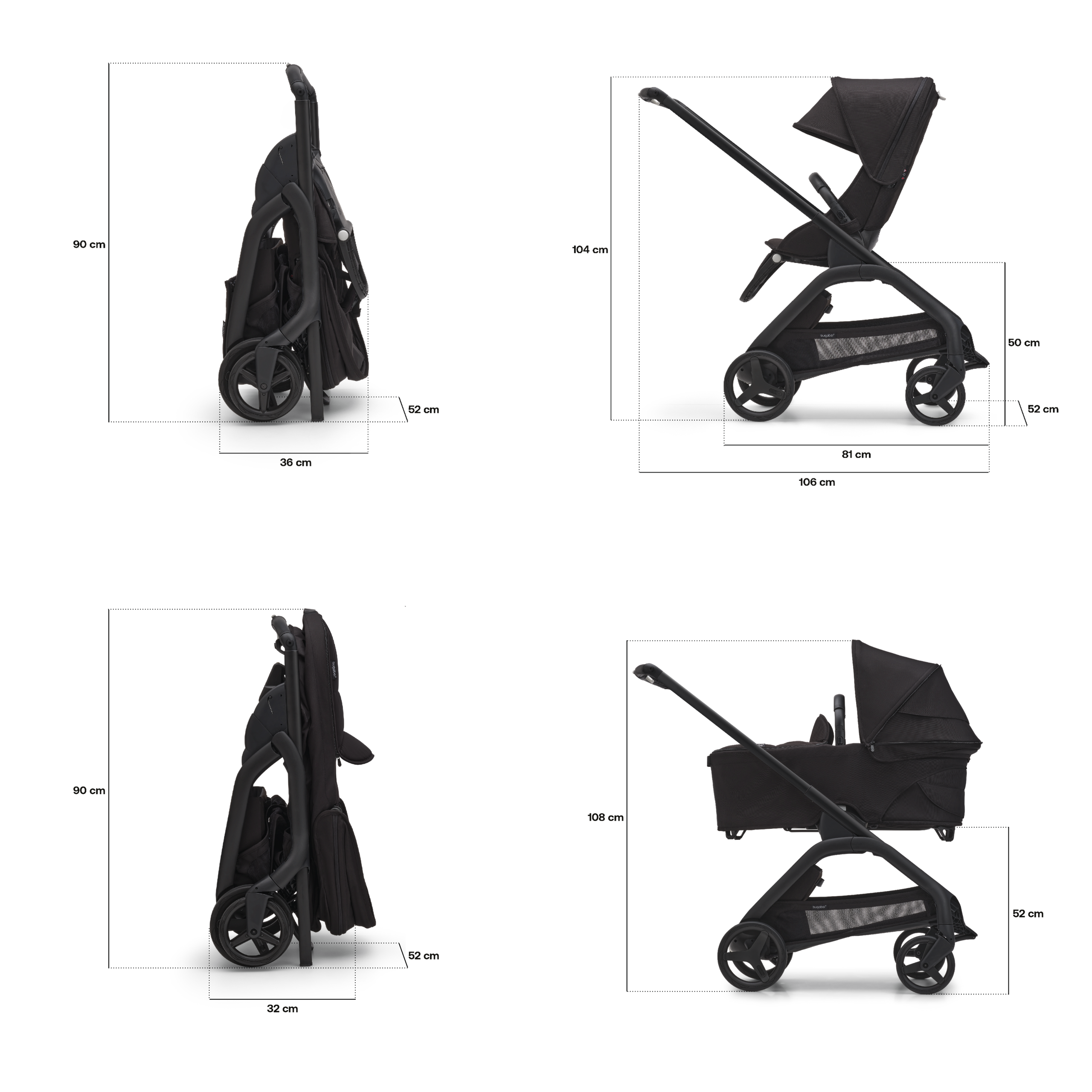 Refurbished Bugaboo Dragonfly 2-in-1 pushchair black base, desert taupe fabrics, desert taupe sun canopy - Thumbnail Slide 4 of 10