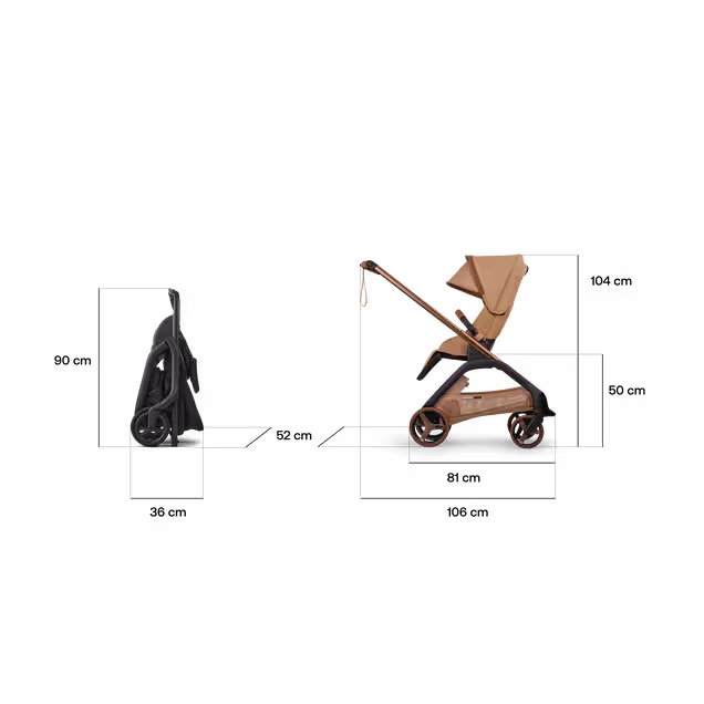 Bugaboo x Stella McCartney Dragonfly Plus seat stroller tobacco brown base, tobacco brown fabrics, tobacco brown sun canopy - Main Image Slide 8 of 12