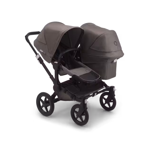 Bugaboo Donkey 3 Duo seat and carrycot pushchair mineral taupe melange sun canopy, mineral taupe melange fabrics, black base - Main Image Slide 1 of 2
