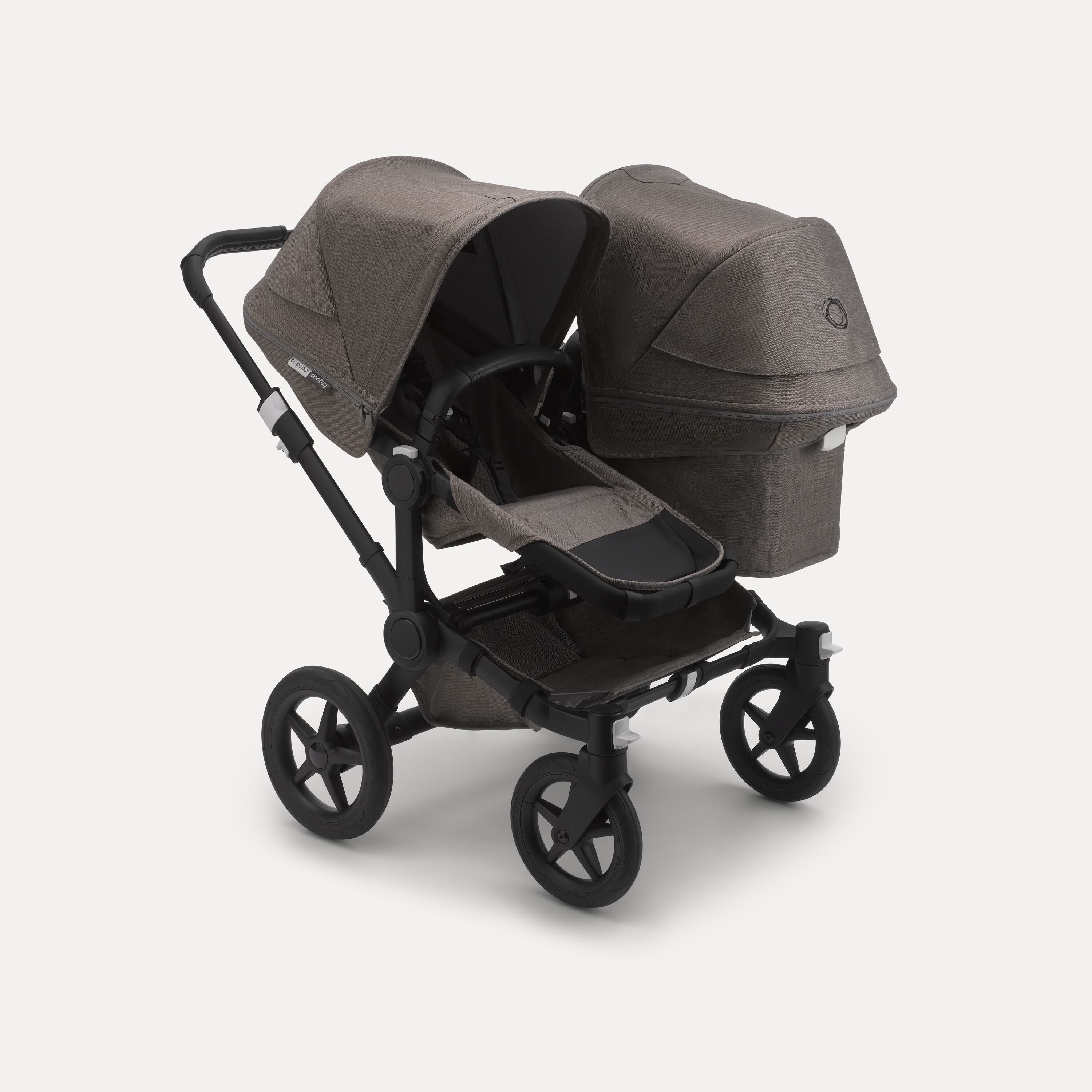 Bugaboo Donkey 3 Duo seat and carrycot pushchair mineral taupe melange sun canopy, mineral taupe melange fabrics, black base - Main Modal Image Slide 1 of 2