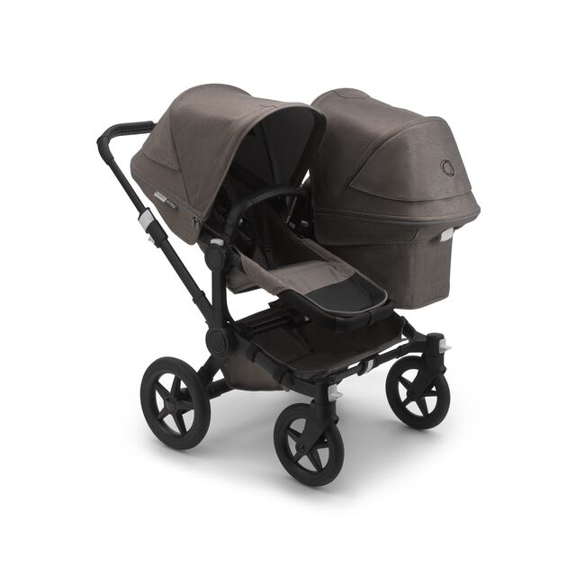 Bugaboo Donkey 3 Duo seat and carrycot pushchair mineral taupe melange sun canopy, mineral taupe melange fabrics, black base - Main Image Slide 1 of 2