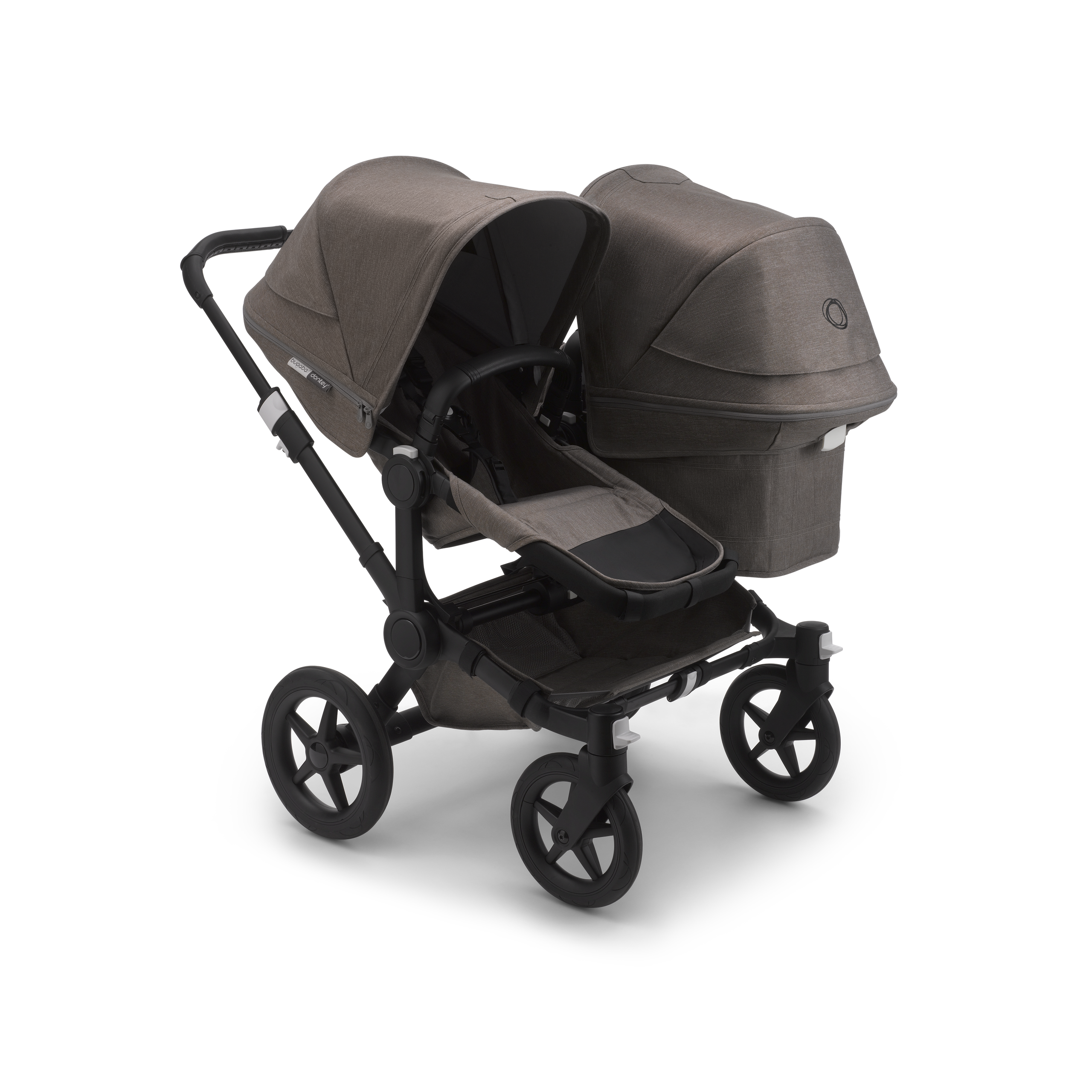 Bugaboo Donkey 3 Duo seat and carrycot pushchair mineral taupe melange sun canopy, mineral taupe melange fabrics, black base - Thumbnail Slide 1 of 2