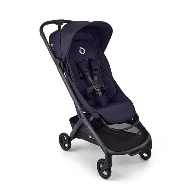 Bugaboo Butterfly 2 Plus travel stroller black base, deep indigo fabrics, deep indigo sun canopy - Main Image Slide 1 of 12