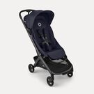Bugaboo Butterfly 2 Plus travel stroller black base, deep indigo fabrics, deep indigo sun canopy