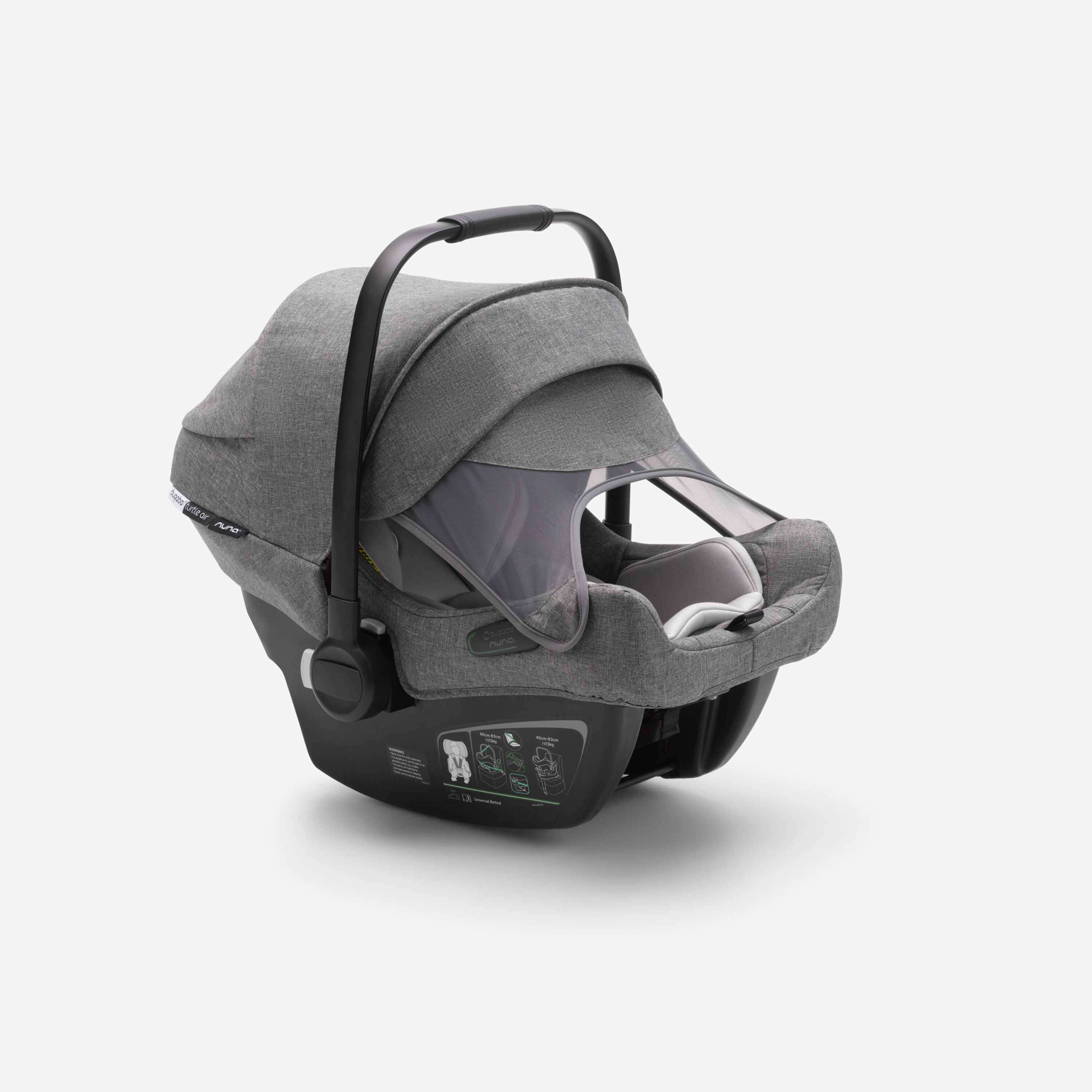 Bugaboo Fox 2 travel system grey melange (nr) sun canopy, grey melange fabrics, black base - Main Modal Image Slide 12 of 18