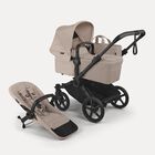 Bugaboo Donkey 6 2-in-1  stroller black base, desert taupe melange fabrics, desert taupe melange sun canopy