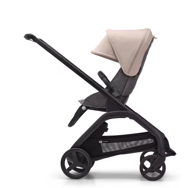 Bugaboo Dragonfly seat stroller black base, grey melange fabrics, desert taupe sun canopy - Main Image Slide 2 of 16