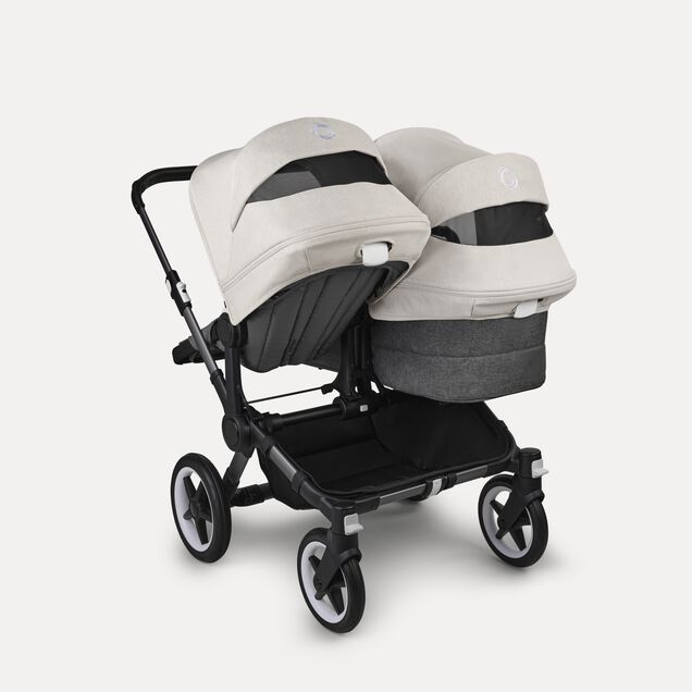 Bugaboo Donkey 5 Duo double stroller graphite base, grey mélange fabrics, misty white sun canopy - Main Image Slide 4 of 11