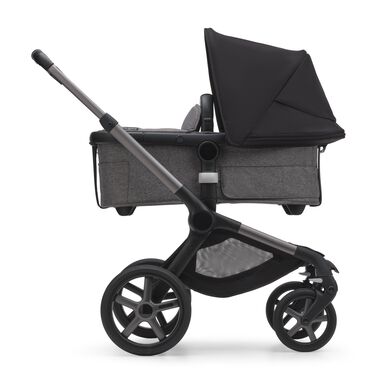 Refurbished Bugaboo Fox 5 bassinet and seat stroller graphite base, grey melange fabrics, midnight black sun canopy - view 2