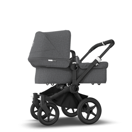 Bugaboo Donkey 3 Mono seat and bassinet stroller grey melange sun canopy, grey melange fabrics, black base