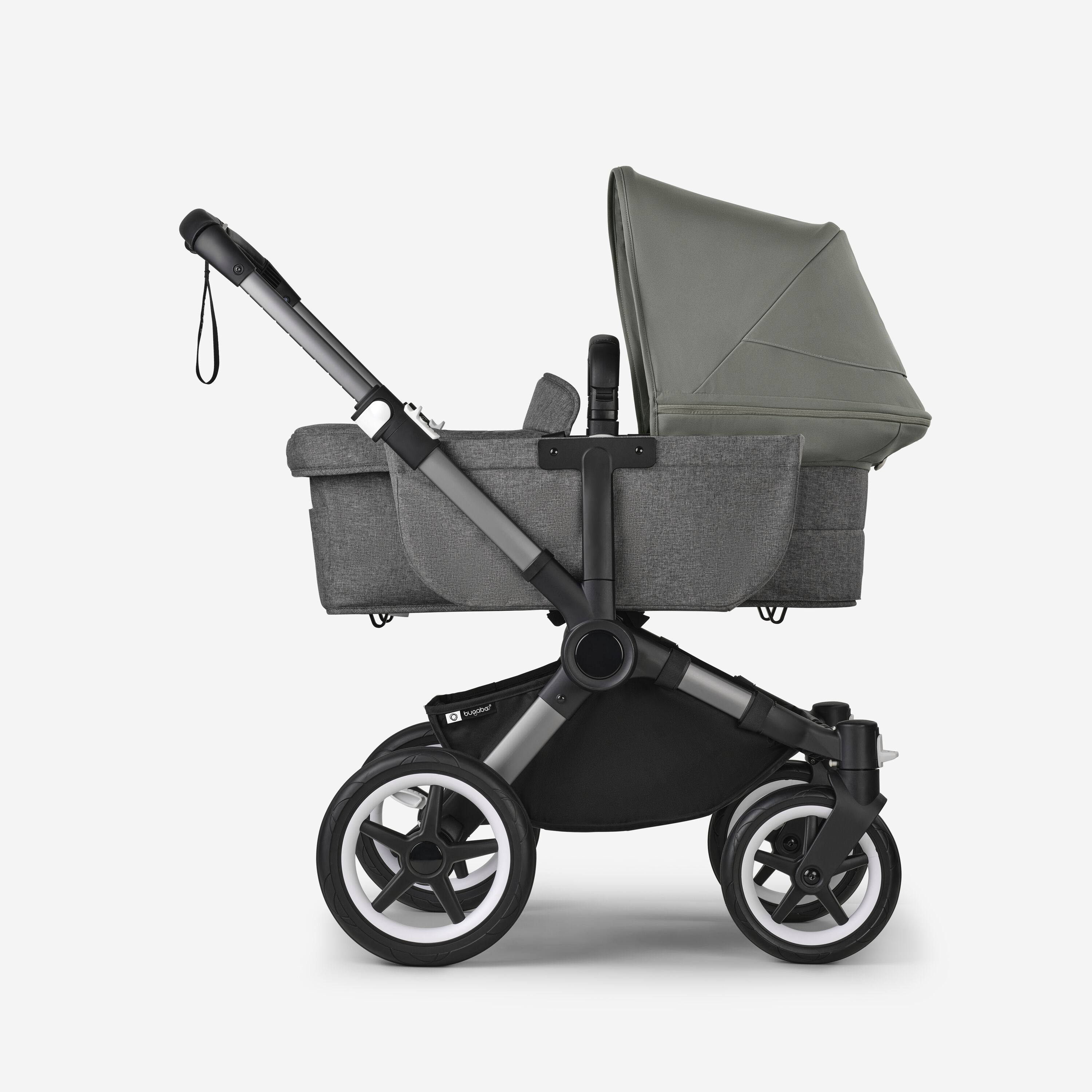 Bugaboo Donkey 5 Mono 2-in-1 stroller graphite base, grey mélange fabrics, forest green sun canopy - Main Modal Image Slide 3 of 12