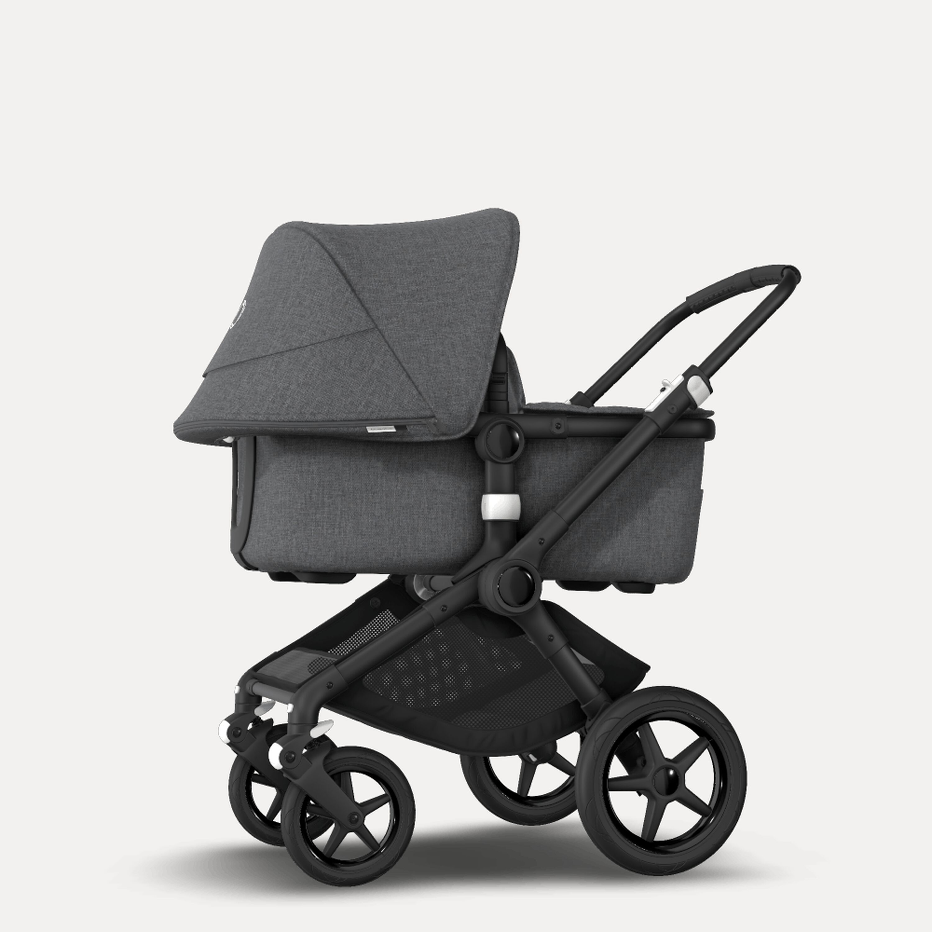 Bugaboo Fox 2 seat and bassinet stroller grey melange sun canopy, grey melange fabrics, black chassis - Main Modal Image Slide 9 of 10