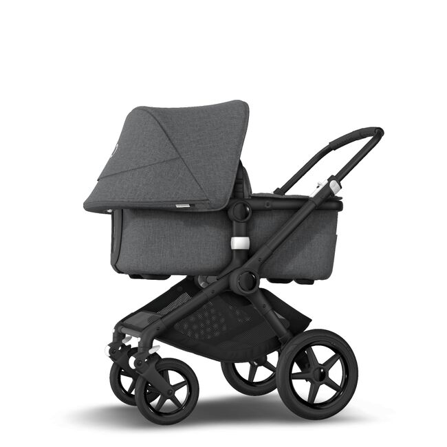 Bugaboo Fox 2 seat and bassinet stroller grey melange sun canopy, grey melange fabrics, black chassis - Main Image Slide 9 of 10