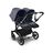 Bugaboo Donkey 5 twin stroller graphite base, stormy blue fabrics, stormy blue sun canopy - Thumbnail Slide 3 of 12