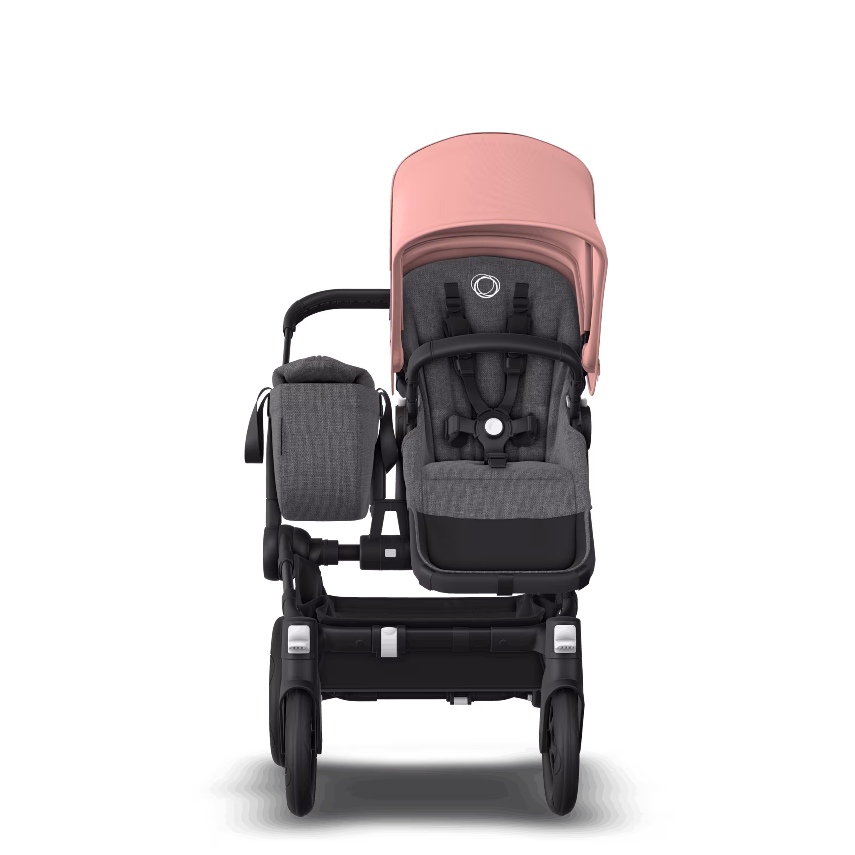Bugaboo Donkey 5 Mono 2-in-1 stroller black base, grey mélange fabrics, morning pink sun canopy - Main Modal Image Slide 2 of 10