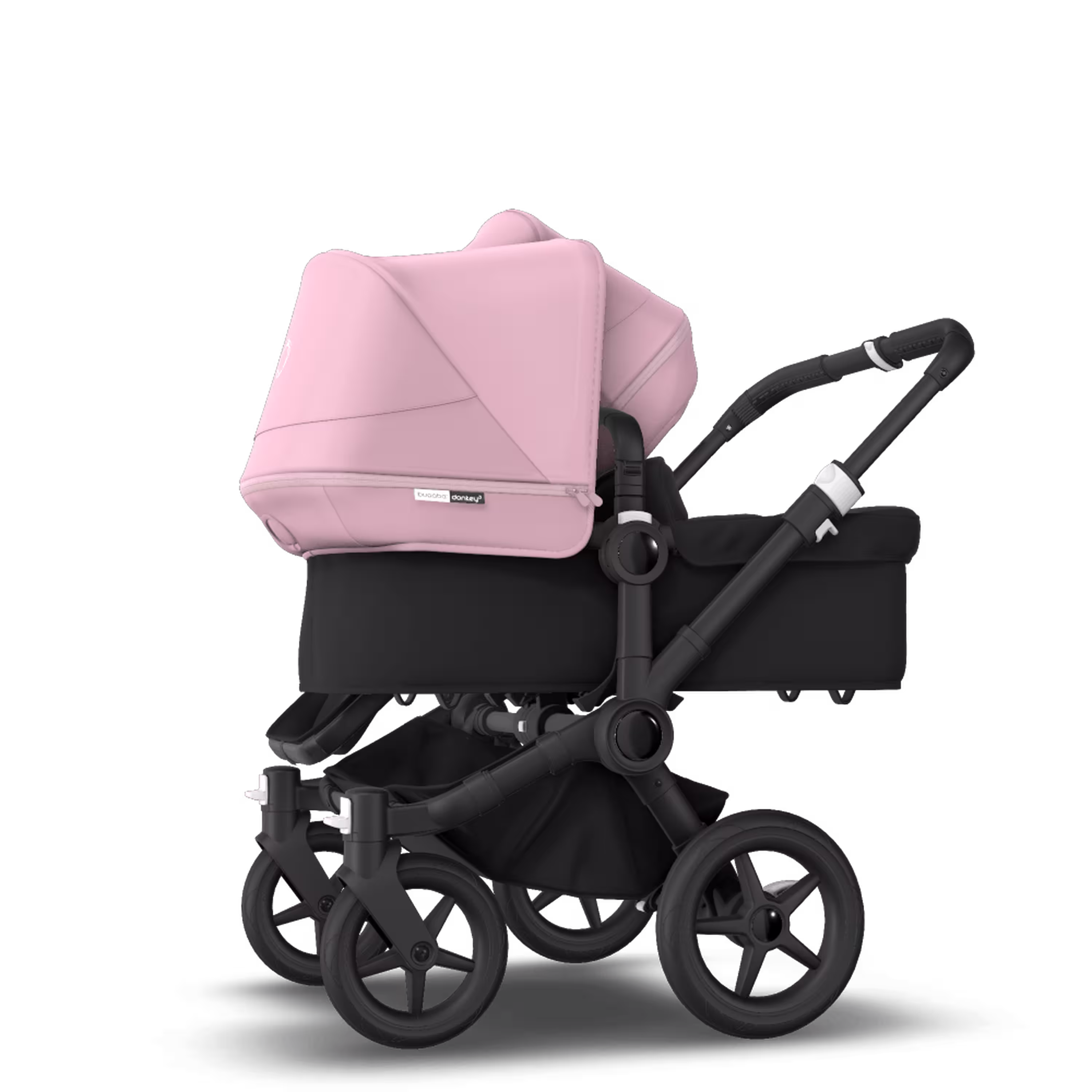 Bugaboo Donkey 3 Duo seat and bassinet stroller soft pink sun canopy, black fabrics, black base - Main Modal Image Slide 2 of 5