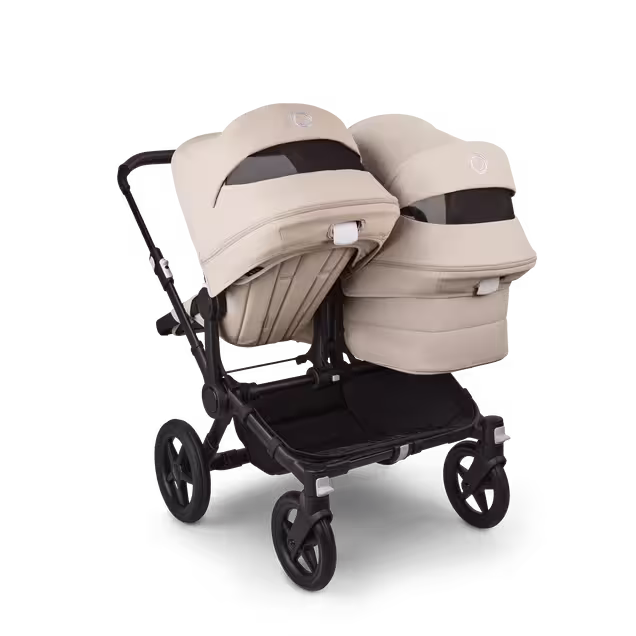 Bugaboo Donkey 5 Duo double stroller black base, desert taupe fabrics, desert taupe sun canopy - Main Image Slide 3 of 10