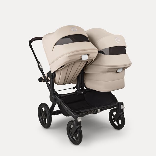 Bugaboo Donkey 5 Duo double stroller black base, desert taupe fabrics, desert taupe sun canopy - Main Image Slide 3 of 10