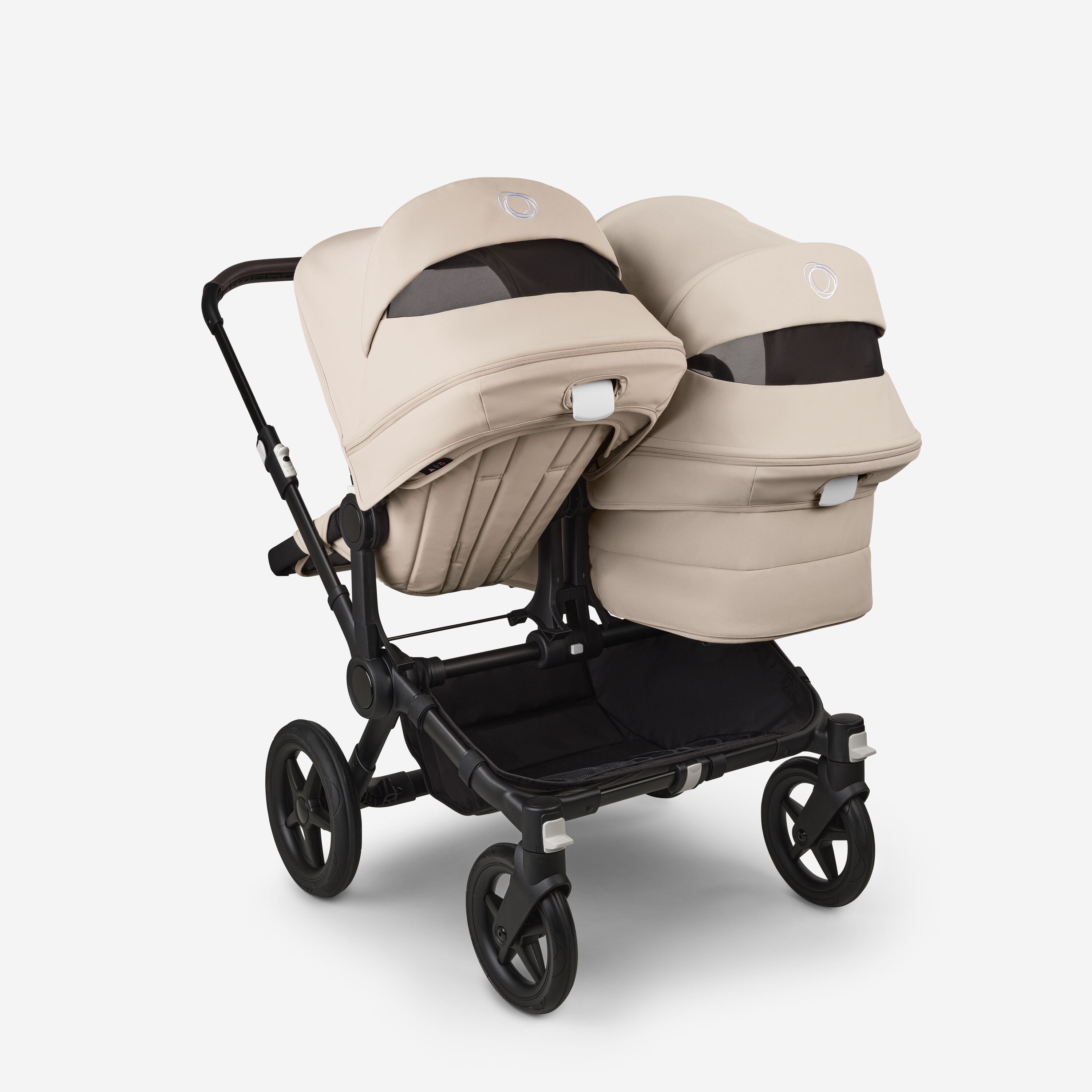 Bugaboo Donkey 5 Duo double stroller black base, desert taupe fabrics, desert taupe sun canopy - Main Modal Image Slide 3 of 10