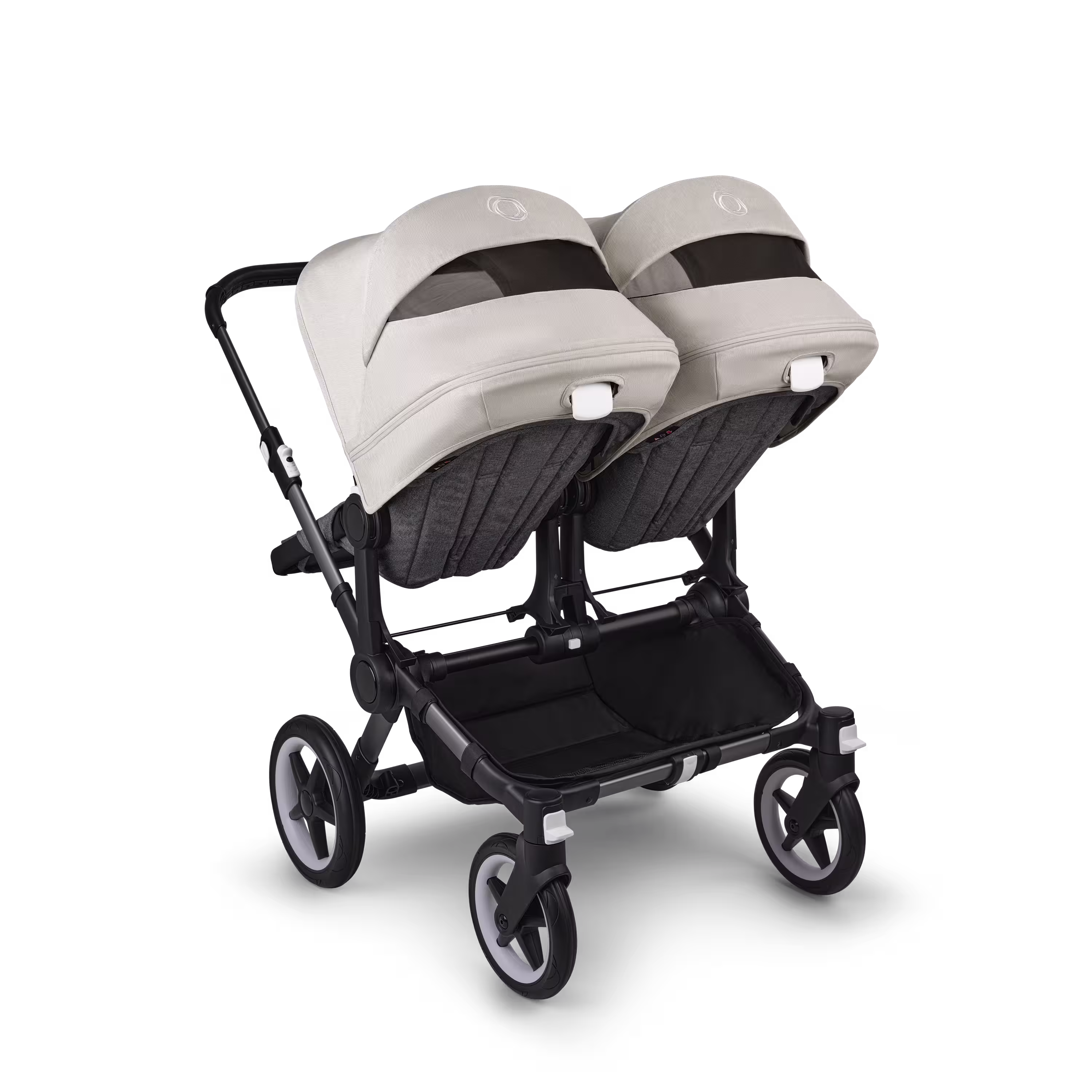 Bugaboo Donkey 5 twin stroller graphite base, grey mélange fabrics, misty white sun canopy - Main Modal Image Slide 4 of 12